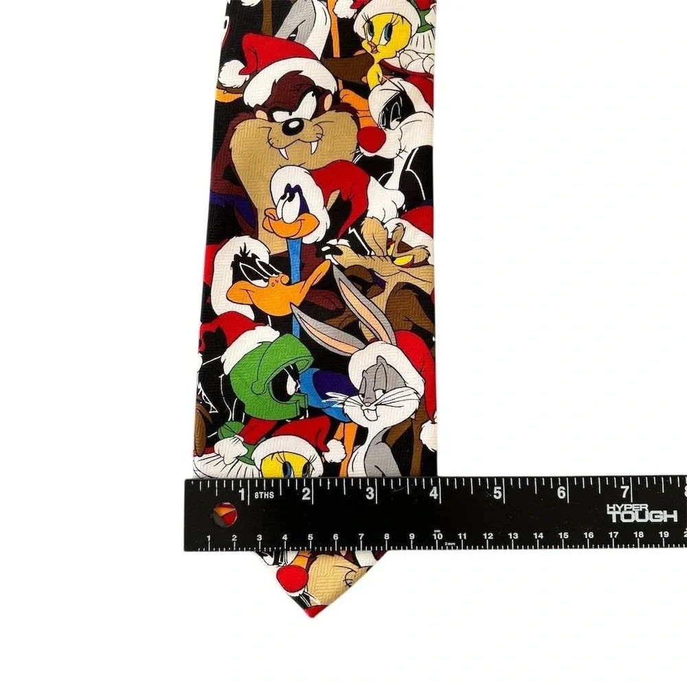 Looney Tunes Necktie Mens OS Multicolor 1997 Christmas Santa Hat Vintage Graphic